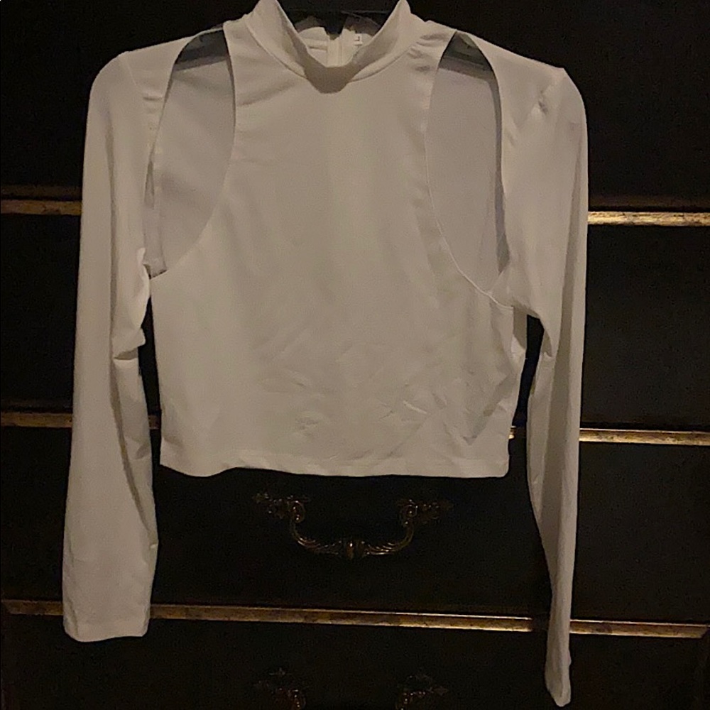 New Mock neck off white crop top